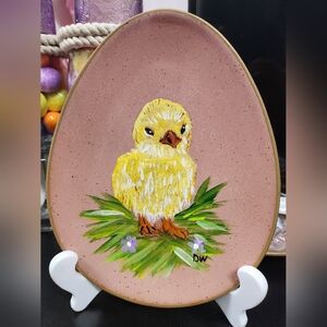 Hand-Painted Vintage Chick Stonware Plate